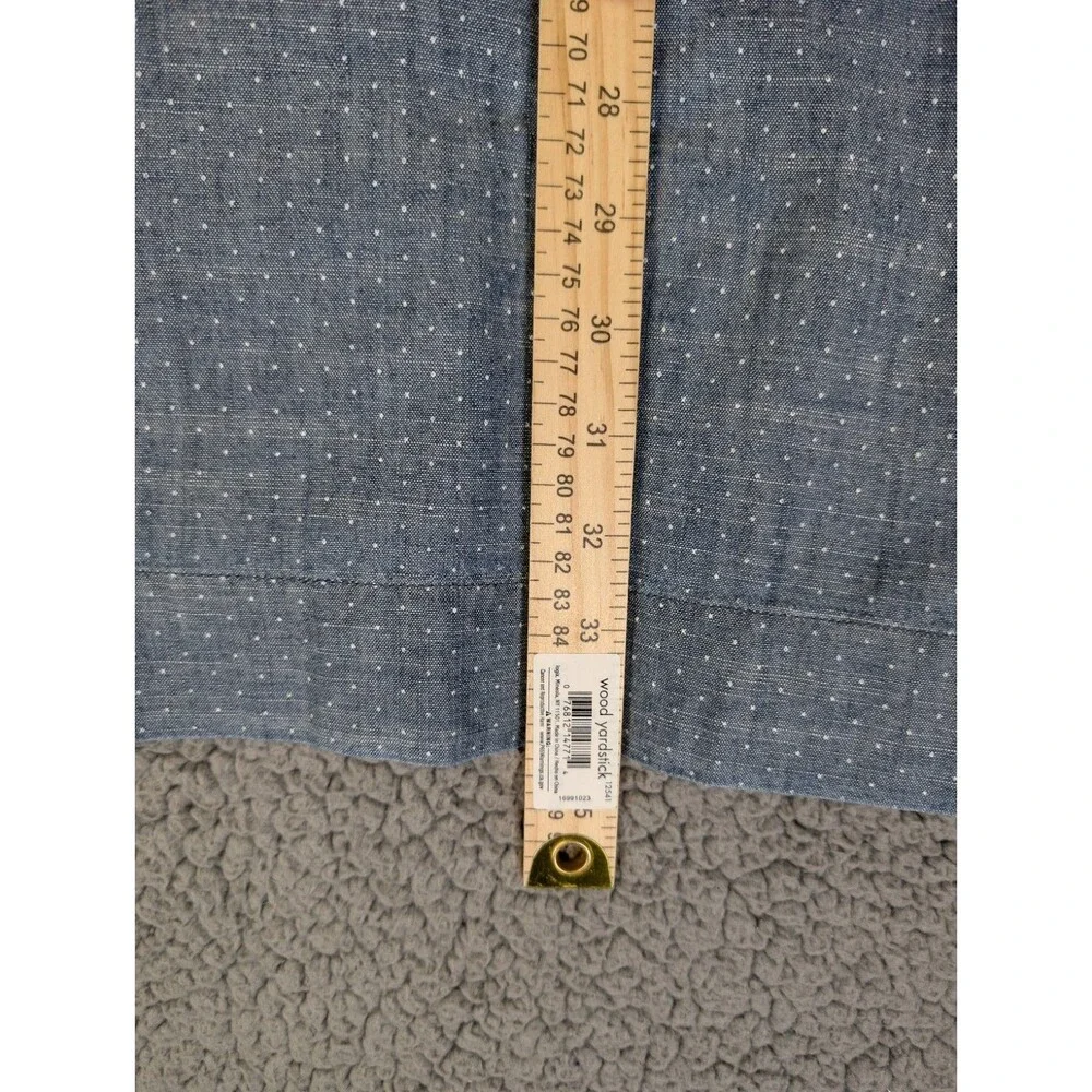J.Crew Chambray Polkadot Shirt Dress Size S Blue Cotton Roll Tab Long Sleeve